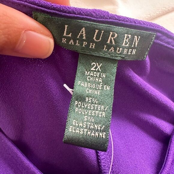 Lauren Ralph Lauren Keyhole Neck Long Sleeve Tunic Top Purple Hi Low Women's 2X‎ - Picture 6 of 7